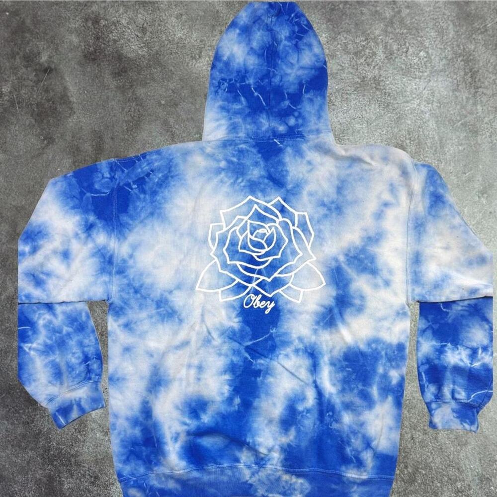 Obey Blue Tie-Dye Pullover Hoodie